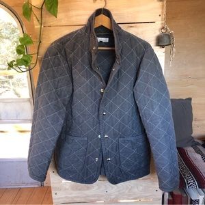 Utility Canvas Quilted Snap Jacket in Charcoal
